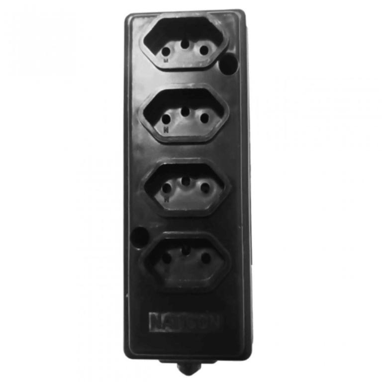 Regua 4 tomadas preta sem fio