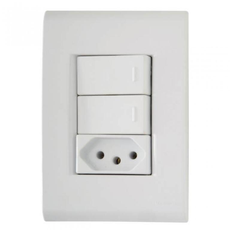 Interruptor duplo + tomada 10A Tramontina Liz