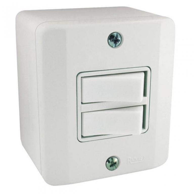 Interruptor duplo branco sobrepor
