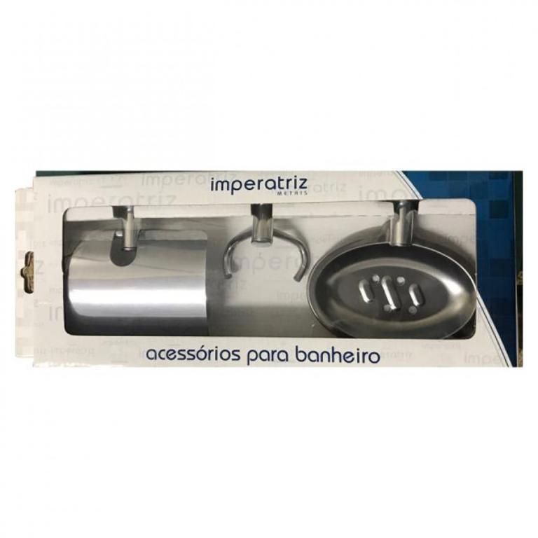 Kit banheiro 3 pecas  metal