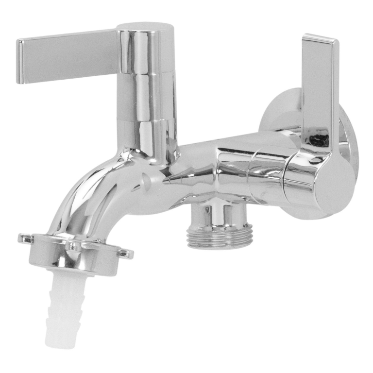 torneira dupla tanque plastico cromado parede furkin