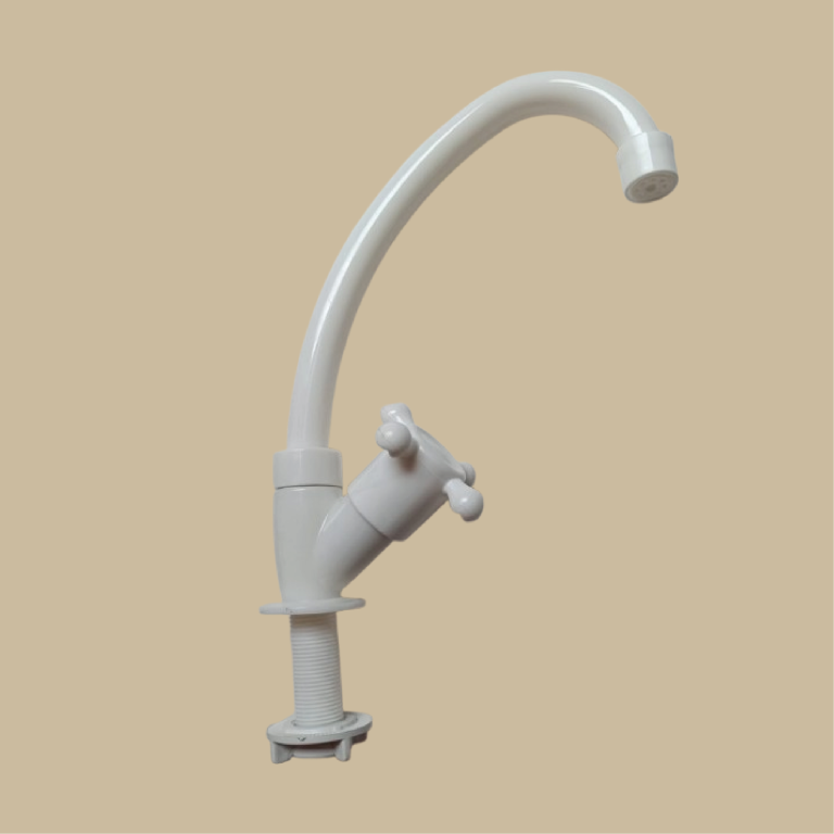 Torneira pia plastico branca bancada Cristalina