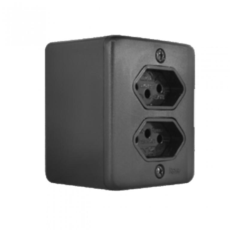 Tomada dupla 10A sobrepor preta