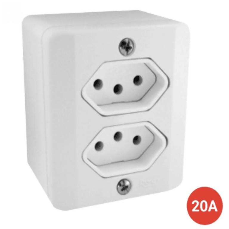 Tomada dupla 20A sobrepor