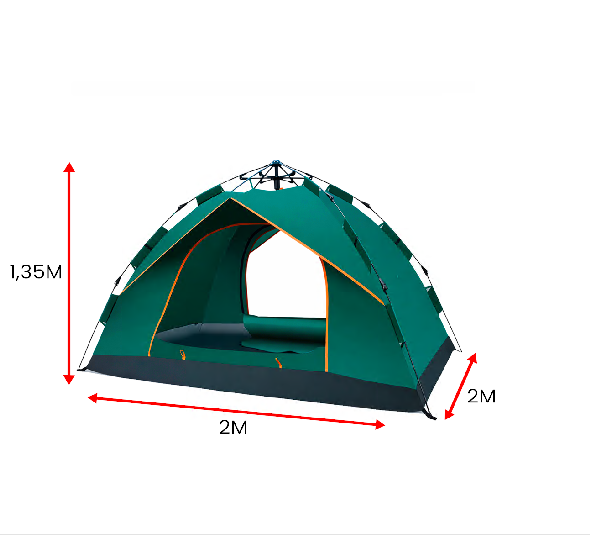 BARRACA CAMPING AUTOMATICA 2MX2,1MX1,35M 2-3 PESSOAS VERDE ES