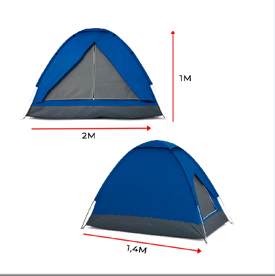 BARRACA CAMPING IGLU 2M X 1,4M X 1M - 2 PESSOAS (300 A 500MM) AZUL