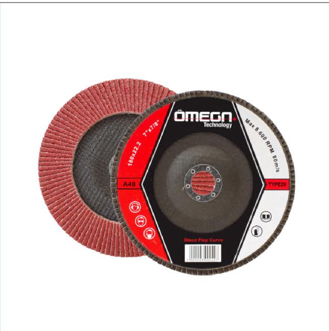 DISCO FLAP CURVO 7'' X 7/8'' G.40 - COSTADO FIBRA - LIXA OXIDO ALUMINI