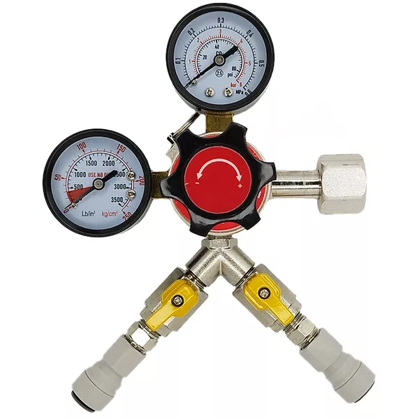 VALVULA REDUTORA / REGULADOR PRESSAO CO2 P/ CHOPE 2 SAIDAS CO