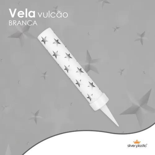 VELA CHAMA VULCAO BRANCA Pacote Master c/25unds (SILVER PLASTIC)