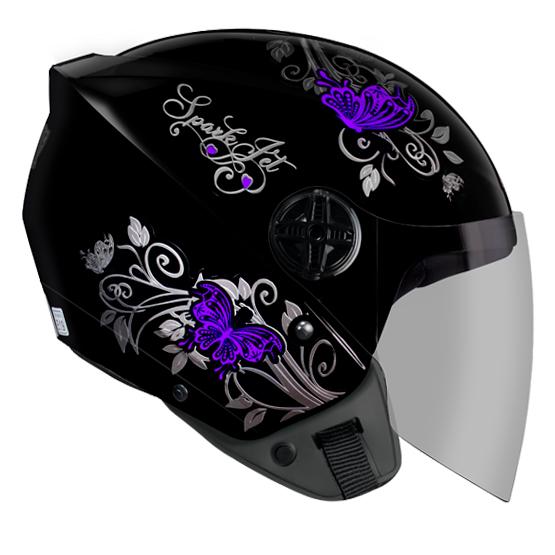 CAPACETE SPARK JET BORBOLETA PT/LIL 56 (EBF)