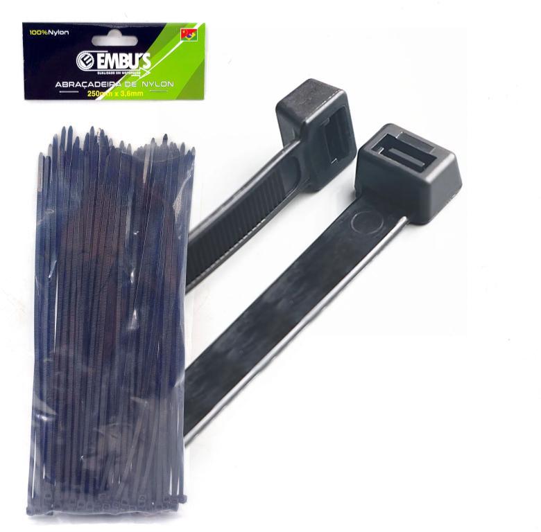 ABRAÇ NYLON 3,6MM X 250MM PT PCT C/100