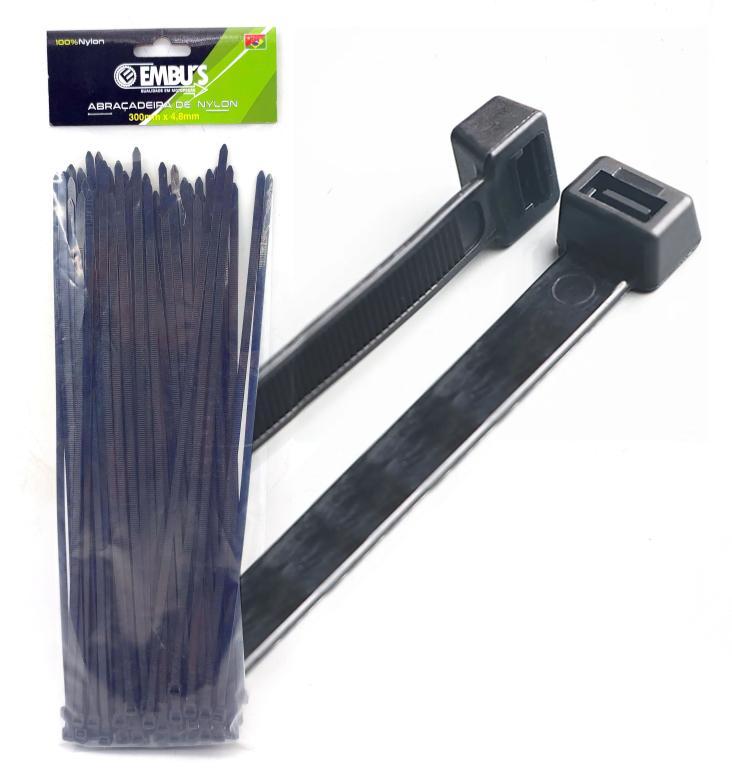 ABRAÇ NYLON 4,8MM X 300MM PT PCT C/100
