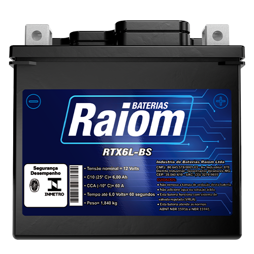 BATERIA NXR/TITAN MIX/XRE300 6BS (RAIOM)
