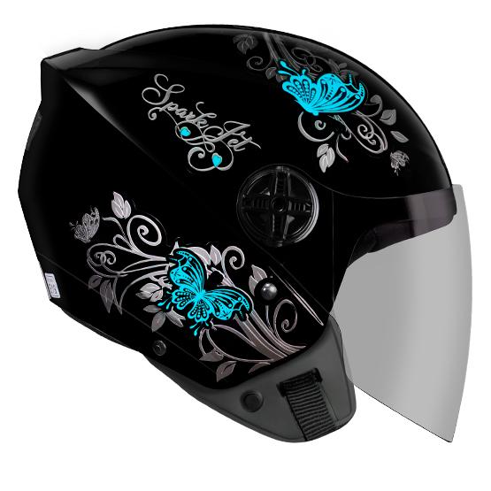 CAPACETE SPARK JET BORBOLETA PT/TIF 58 (EBF)