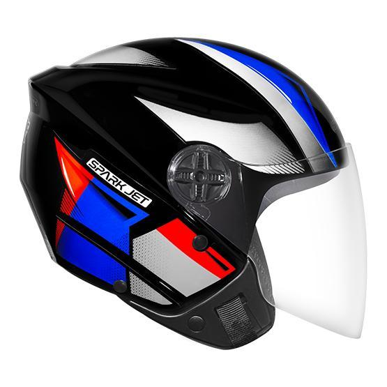 CAPACETE SPARK JET SQUARE PT/AZ 58 (EBF)