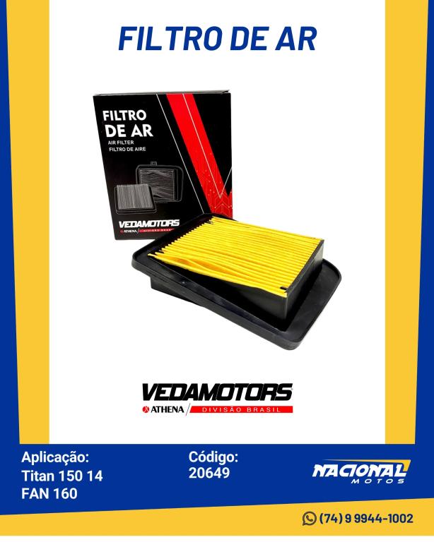 FILTRO AR TITAN 150 14/FAN 160 (VEDAMOTORS)