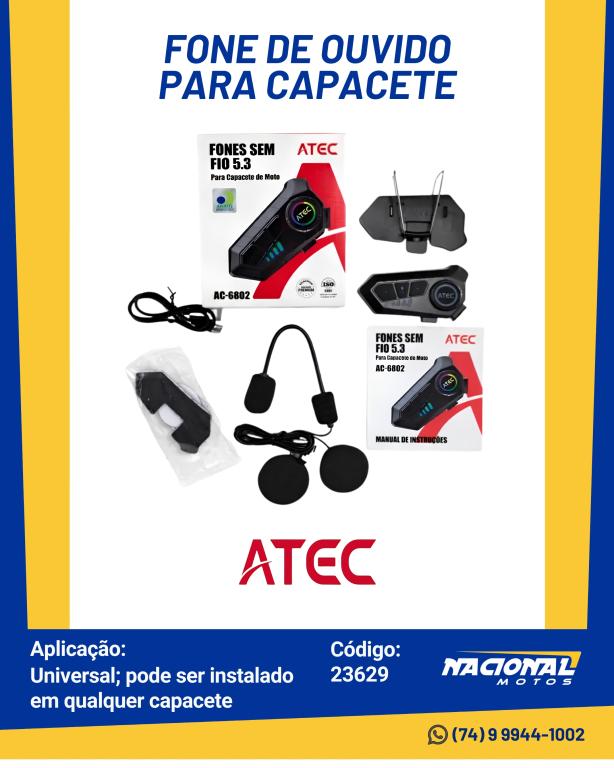 FONE OUVIDO CAPACETE BLUETOOTH (ATEC)
