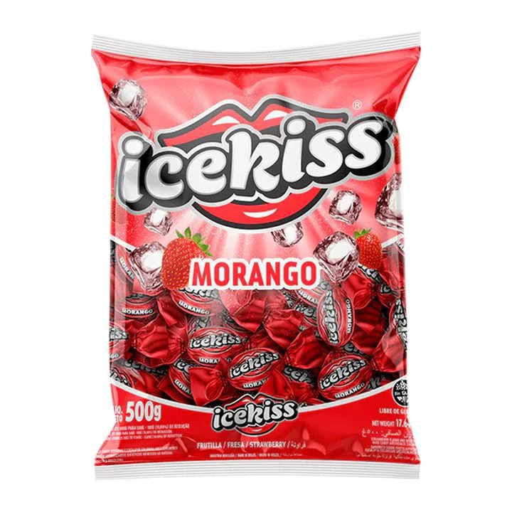 BALA DURA ICE KISS MORANGO 500GR