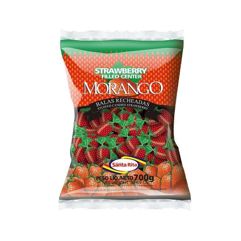 BALA CESTINHA MORANGO 500GR -SANTA RITA