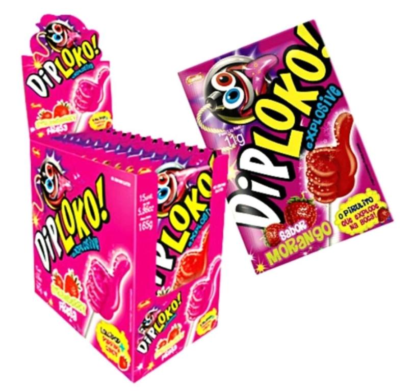 PIRULITO DIPLOKO BOOOM LIKE MORANGO 1X15X11G