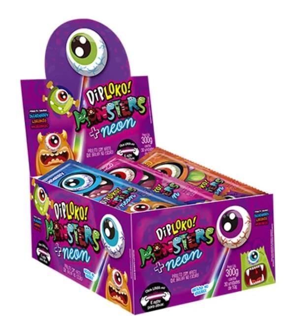 PIRULITO DIPLOKO NEON MONSTERS OLHO 1X30X10G