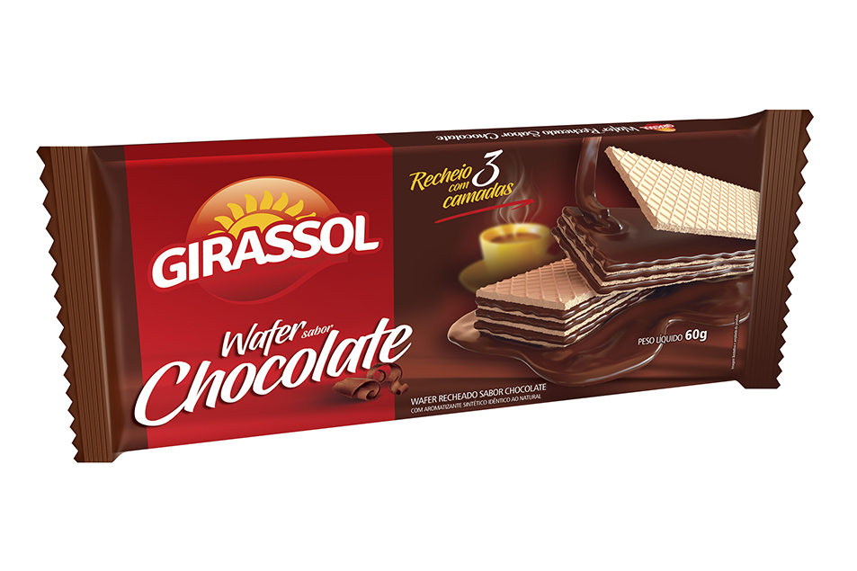 BISCOITO WAFER GIRASSOL CHOCOLATE 1X50X60GR