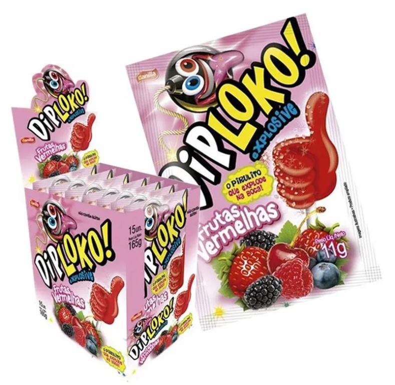 PIRULITO DIPLOKO BOOOM LIKE FRUTAS VERMELHAS 1X15X11G