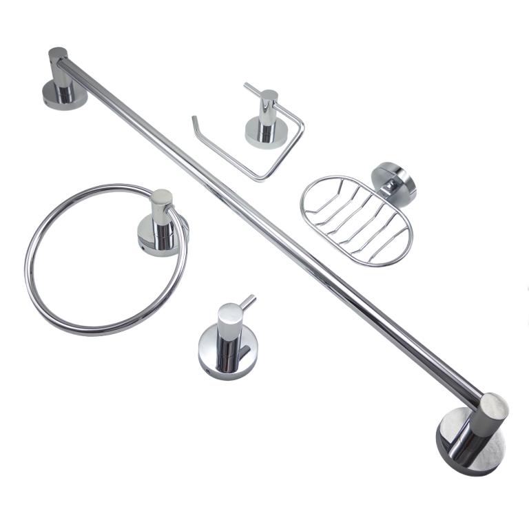 ACESS KIT P/BANHEIRO METAL SUPER LUXO 5 PCS REDONDO