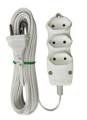 EXTENSÃO 3 SAÍDAS 2P 10A CABO PL 5METROS - BRANCO (SACO)