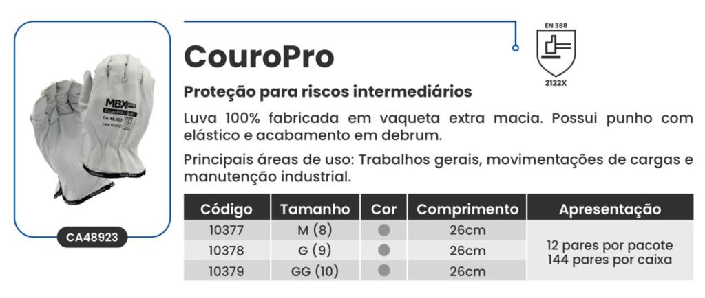 LUVA COURO PRO VAQUETA TOTAL TAM.G (9) EXTRA MACIA-CA48923