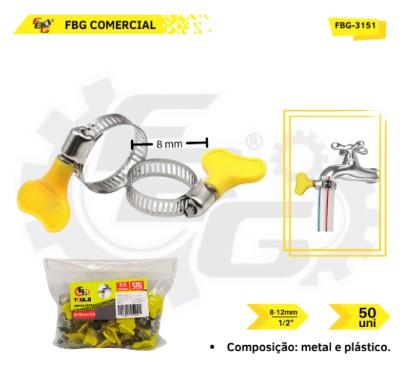 ABRAÇADEIRA DE METAL 1/2" C/BORBOLETA PACOTES C/50PEÇAS FBG