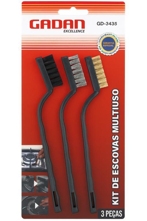 ***ESCOVA DE AÇO C/ CABO DE PLASTICO P/ LIMPEZA C/ 3 PCS