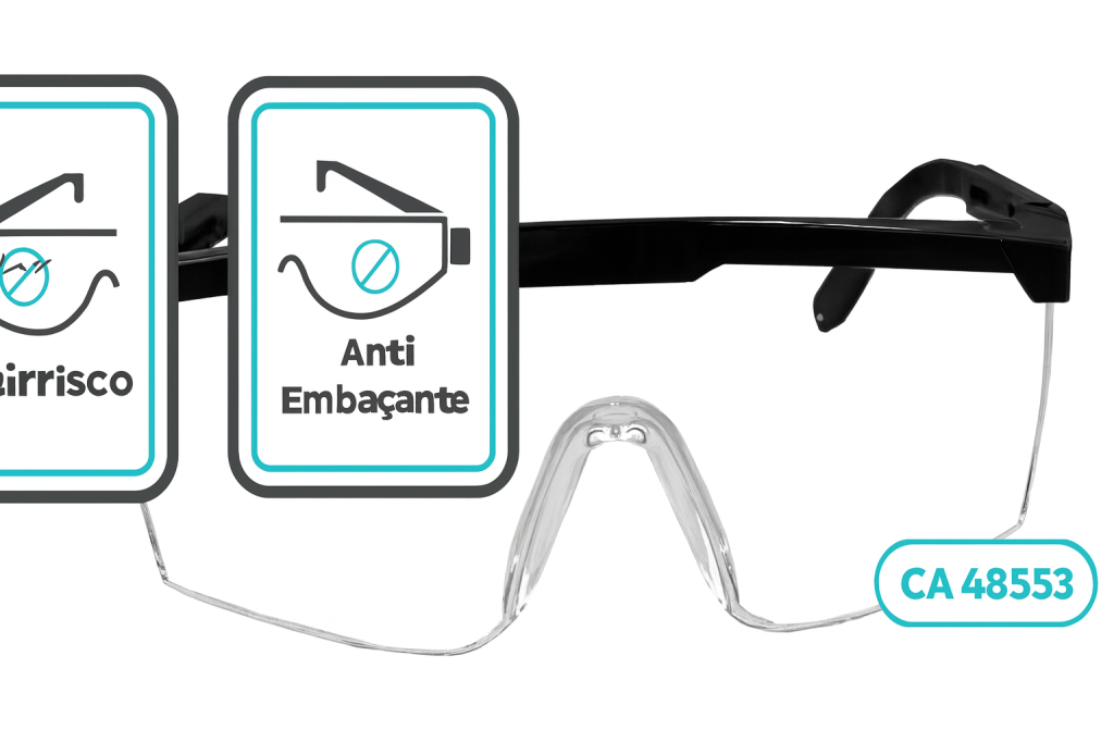 OCULOS DE PROTEÇAO ANTI RISCO E ANTI-EMBAÇAMENTO  UV400 INCOLOR CA48553 ( BREVE)