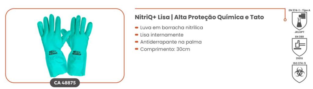 LUVA NITRIQ+LISA  TAMANHO M(8) INTERNA E ANTI DER/PALMA 30 CM-CA48875
