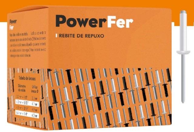 REBITE DE REPUXO EM ALUMINIO BRANCO - 4 x 25MM C/1000 POWER FER