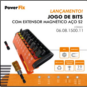JOGO DE BITS COM EXTENSOR MAGNETICO - 19 PECAS