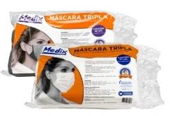 MASCARA TRIPLA C/ELAST PRETA 50UN -SAQUINHO
