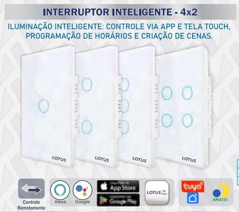 INTERRUPTOR INTELIGENTE 4 BOTOES WIFI 4X2 - BRANCO 50/1