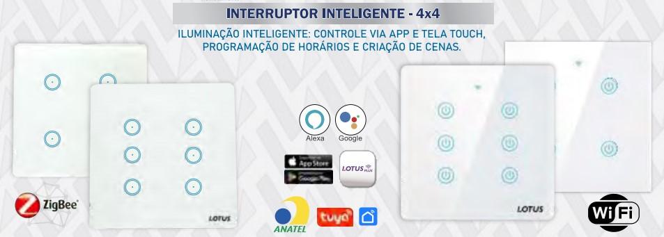 INTERRUPTOR INTELIGENTE 6 BOTOES WIFI 4X4 - BRANCO 30/1