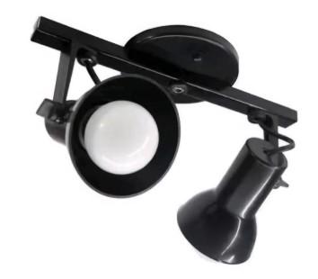 LUMINARIA SPOT TRILHO DUPLO  DIRECIONAL PRETO