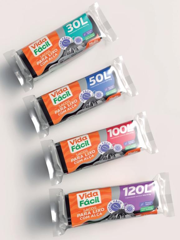 SACO PARA LIXO C/ ALCA VIDA FACIL 50L  ROLO C/ 30 UN