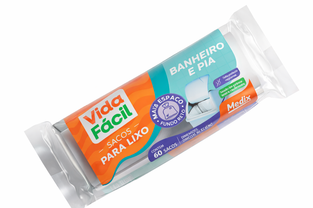 SACO PARA LIXO VIDA FACIL - BANHEIRO  ROLO C/ 60 UN