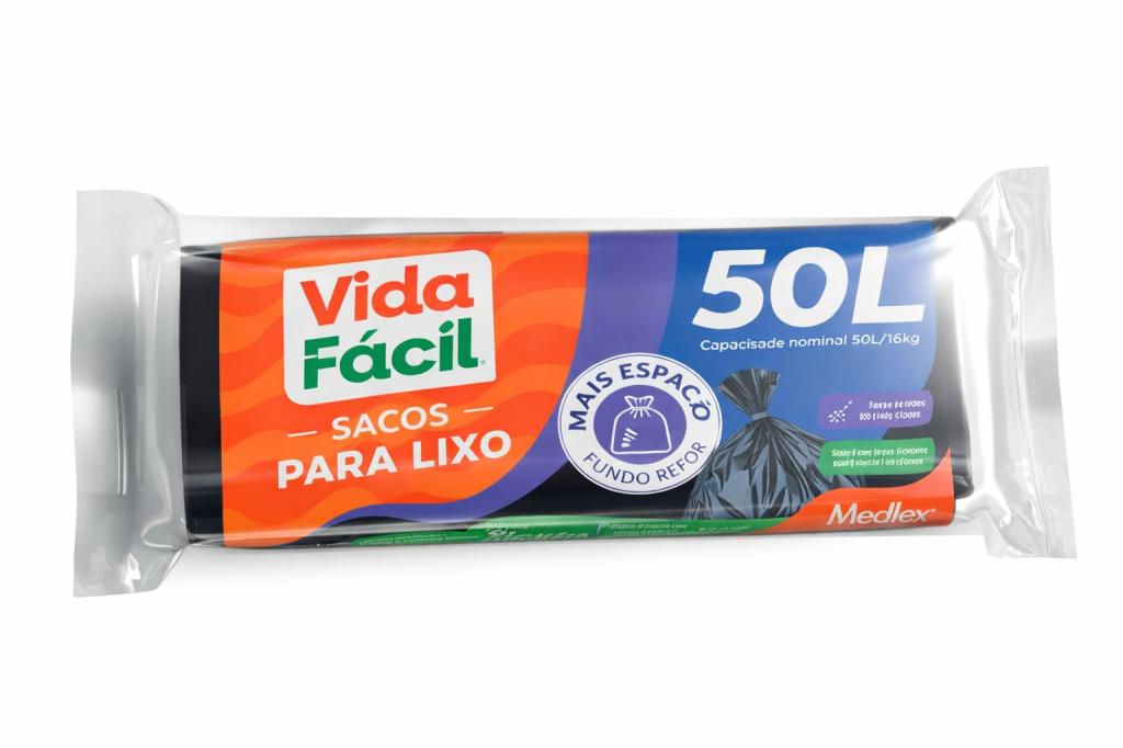 SACO PARA LIXO VIDA FACIL 50L  ROLO C/ 30 UN