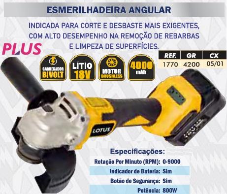 ESMERILHADEIRA ANGULAR 18V 4Ah PLUS