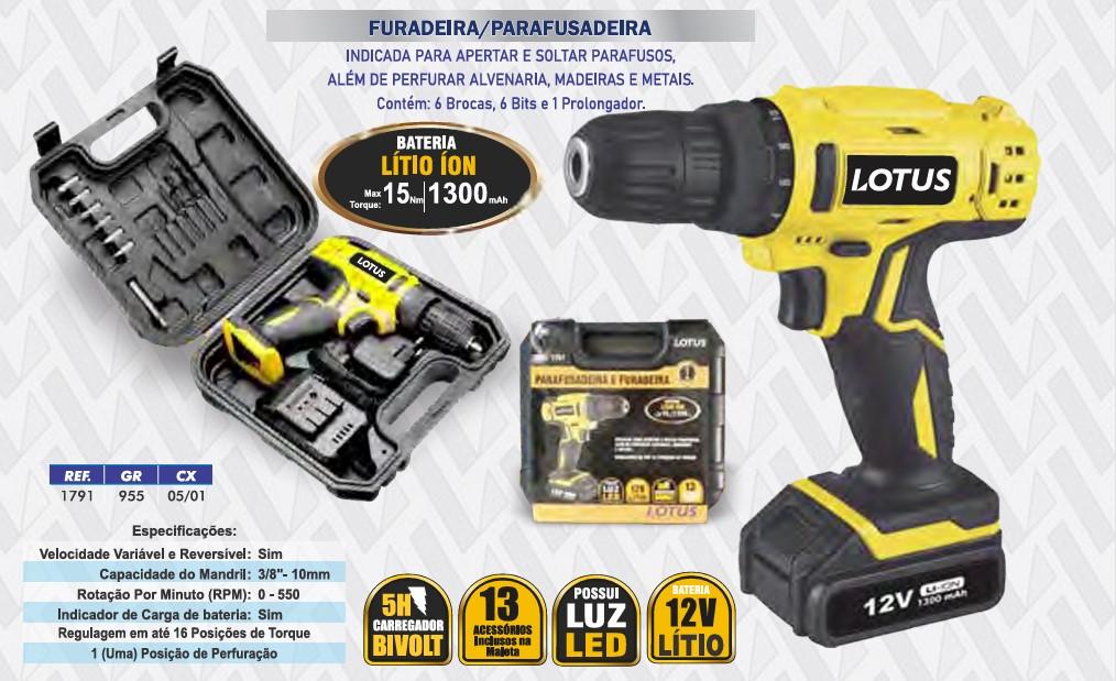 FURADEIRA/PARAF. 12V + 13 BITS - 5/1