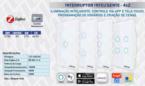 INTERRUPTOR INTELIGENTE 3 BOTOES WIFI 4X2 - BRANCO 50/1