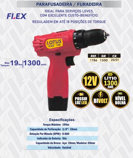 PARAFUSADEIRA 12V C/ NÍVEL BOLHA + BIT PH2 FLEX - 20/1