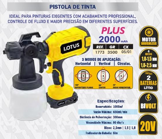 PISTOLA DE TINTA 1L 20V 2Ah PLUS (2 BAT)