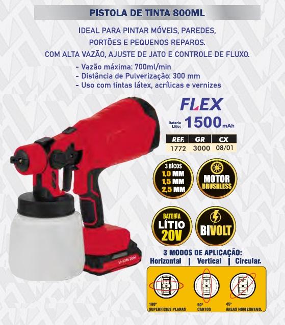PISTOLA DE TINTA 800ML 20V FLEX