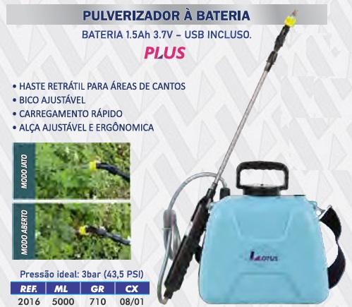 PULVERIZADOR A BATERIA 5000ML 1.5Ah PLUS - 6/1